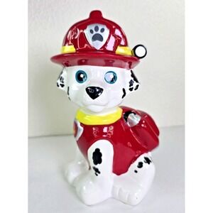 Paw Patrol Marshall Piggy Bank Ceramic 8" Fireman 2015 Spinmaster Dalmation Dog